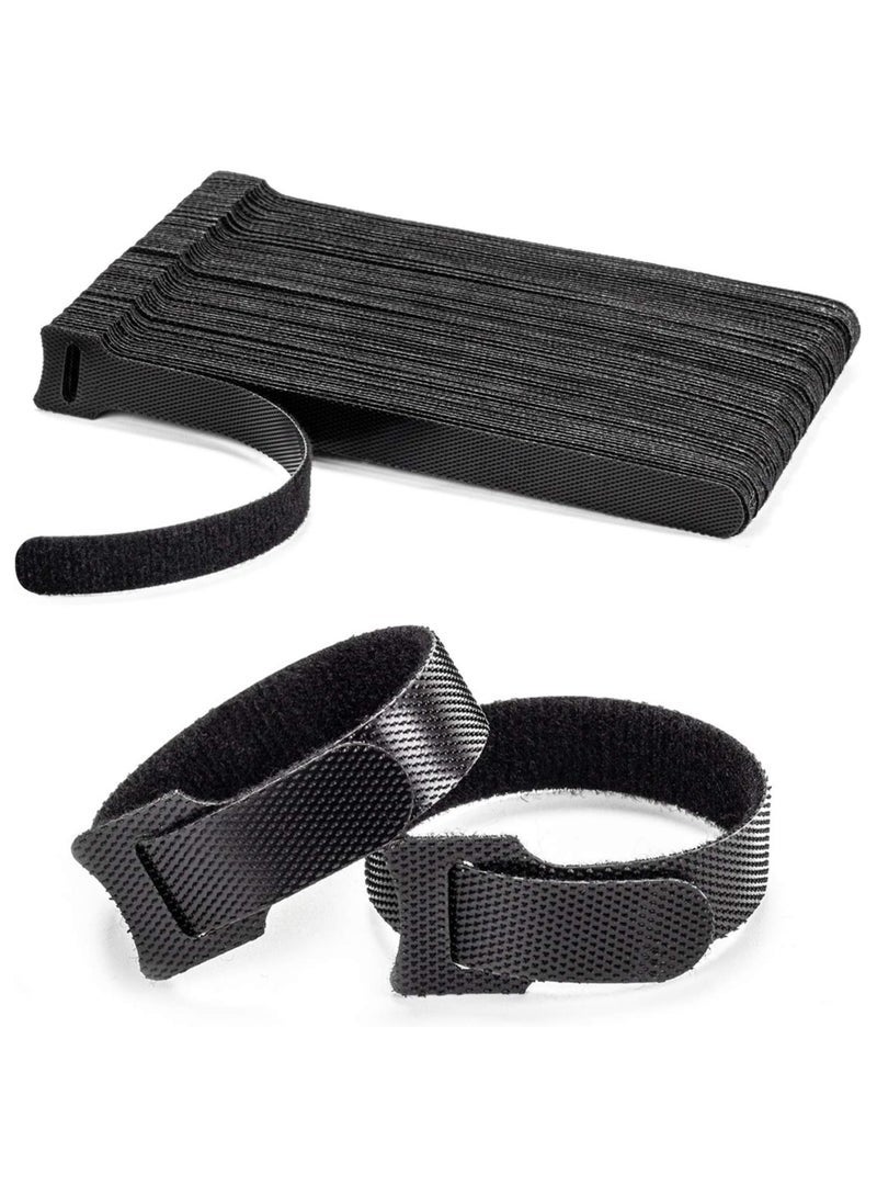 100 قطعة من ربطات الكابلات القابلة لإعادة الاستخدام، ربطة منظم الحبل الأسود القابل للتعديل بطول 6 بوصات للمنزل والمكتب وتشطيب الحزام - Image 1