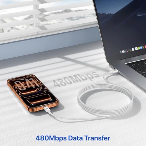 DR VAKU® 100w PD Braided Type C To Type C Cable 2M Fast Charging High Speed Data Transfer for iPhone, MacBook, Monitor, Laptop, iPad, Tablets, Samsung, Hp, Dell, Microsoft,Lenovo Type C Devices-White - Image 2