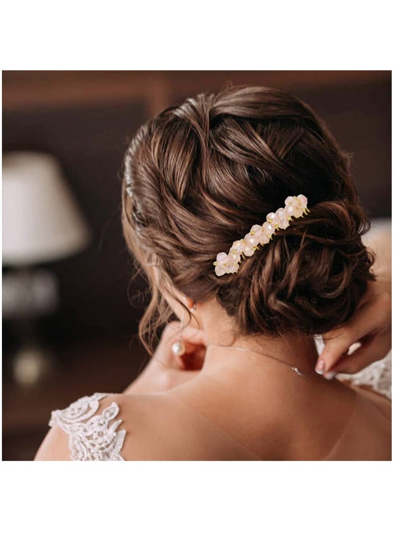 Zikra 6 Pack Metal Side Hair Combs, Luxury Fancy Jeweled Gems Crystal Diamond Pearl Rhinestone Glitter Sparkly Decorative Teeth Slide Hair Clips Barrettes French Twist Thick Hair Holder for Women Girls - Image 4