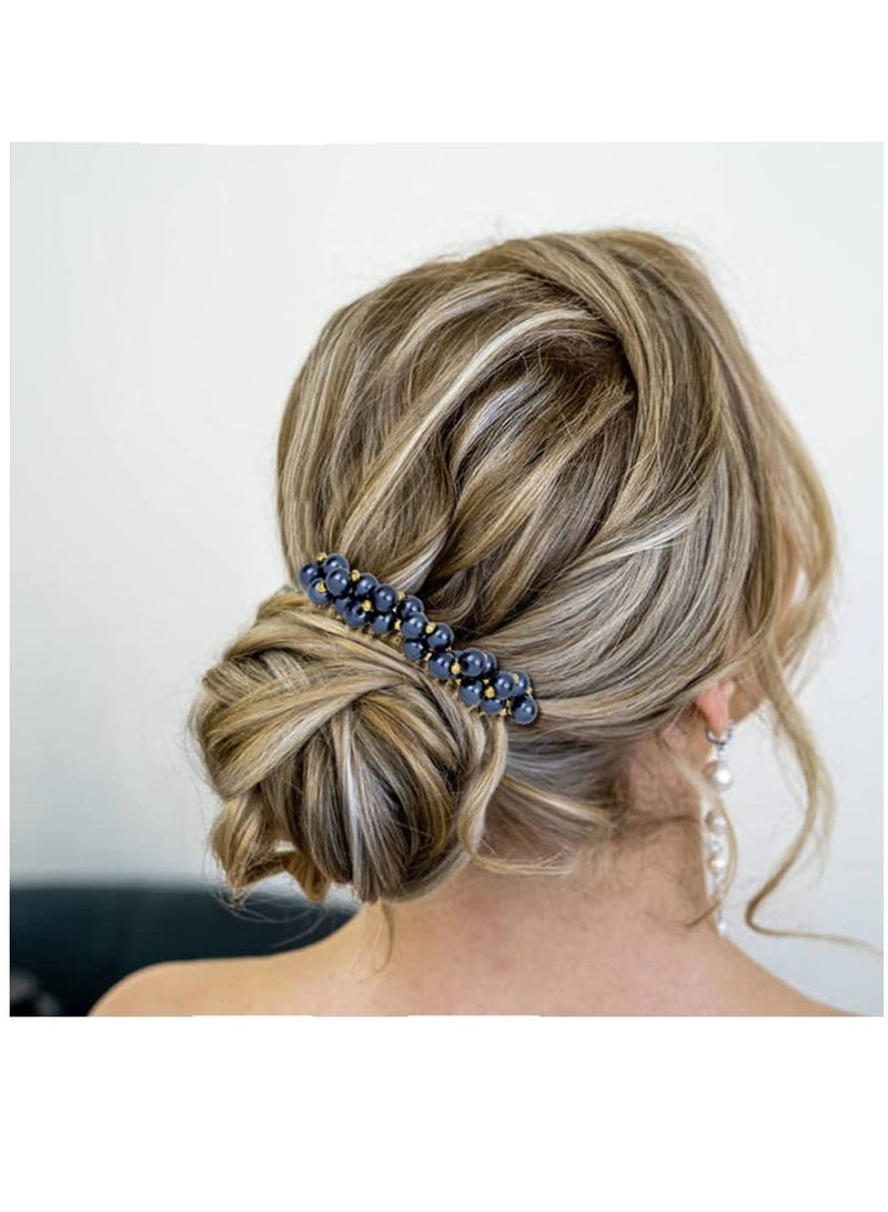 Zikra 6 Pack Metal Side Hair Combs, Luxury Fancy Jeweled Gems Crystal Diamond Pearl Rhinestone Glitter Sparkly Decorative Teeth Slide Hair Clips Barrettes French Twist Thick Hair Holder for Women Girls - Image 3