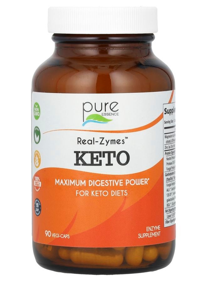 Pure Essence Real-Zymes Keto 90 Vegi-Caps