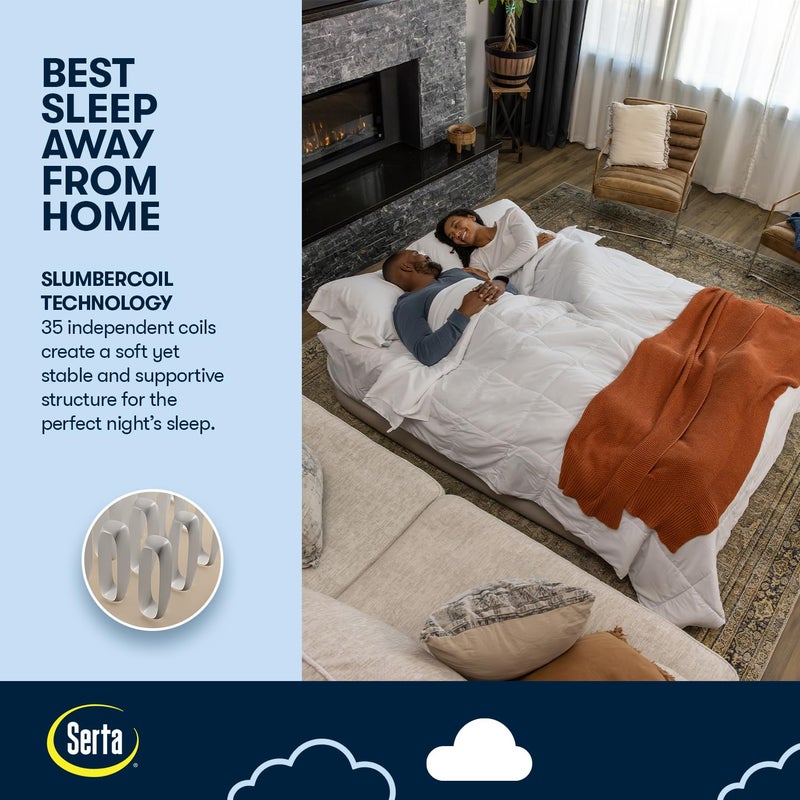 Serta Raised Air Mattress with Never Flat Pump | Size: Queen 18" | Luxury Inflatable Mattress - Built in Air Pump to Ensure a Good Nightâ€™s Rest | Heavy Duty Blow Up Mattress with Self Inflating Pump - Image 4