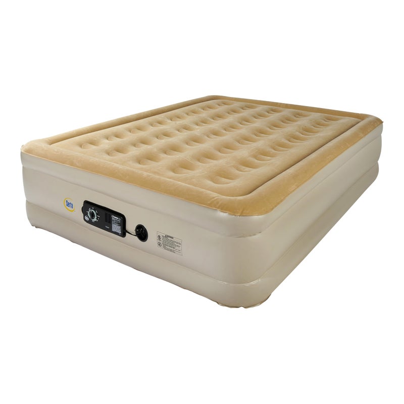 Serta Raised Air Mattress with Never Flat Pump | Size: Queen 18" | Luxury Inflatable Mattress - Built in Air Pump to Ensure a Good Nightâ€™s Rest | Heavy Duty Blow Up Mattress with Self Inflating Pump - Image 1