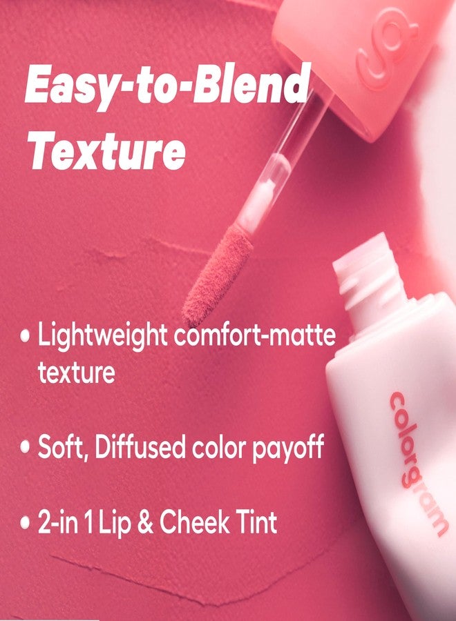 COLORGRAM NUDE BLUR TINT 04 CORAL LIT | K-Beauty Makeup, Soft-Focus Matte Lip Stain, 2-in-1 Lip & Cheek - Image 2