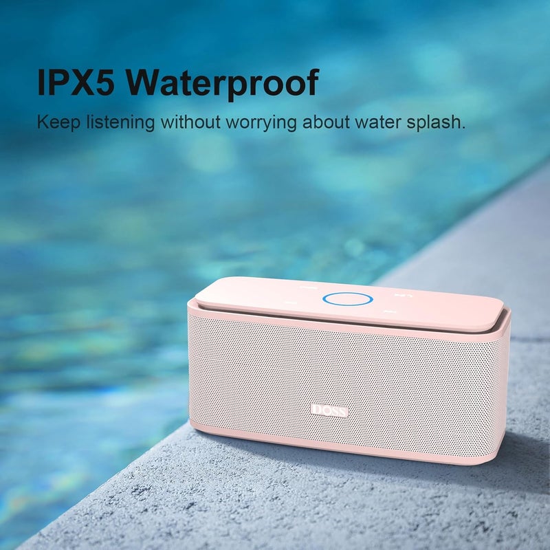 Doss SoundBox Touch Wireless Bluetooth Speaker with 12W HD Sound and Bass, IPX5 Water-Resistant, 20H Playtime, Handsfree, Portable for Office, Home, Outdoor, Travel- Light Pink - Image 4