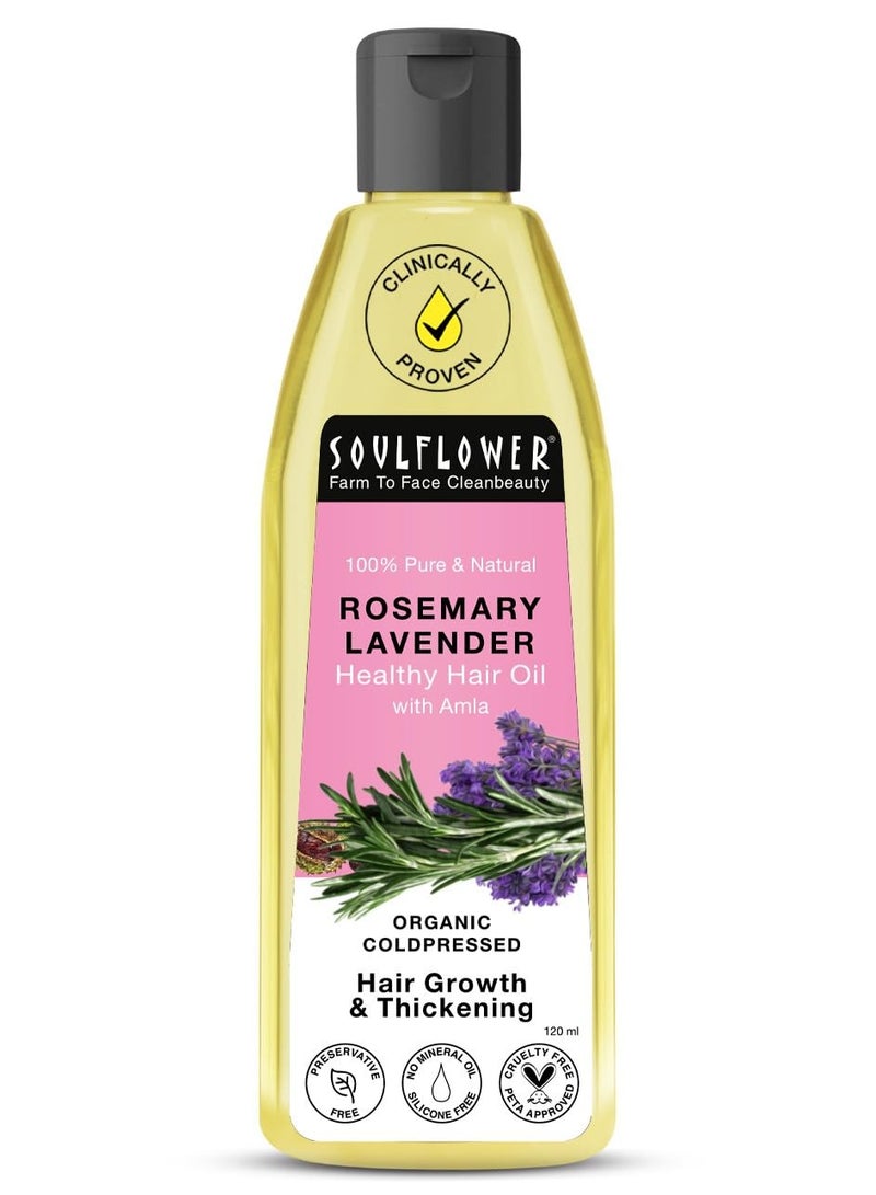 Soulflower Rosemary Lavender Hair Oil For Hair Growth, Hair Fall Control, Healthy Scalp, Long Hair, Rosemary, Lavender, Castor - 120ml - Image 1