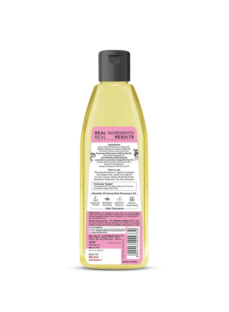 Soulflower Rosemary Lavender Hair Oil For Hair Growth, Hair Fall Control, Healthy Scalp, Long Hair, Rosemary, Lavender, Castor - 120ml - Image 2