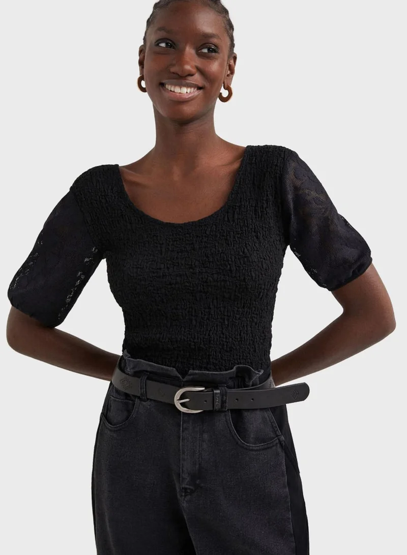 DESIGUAL Puff Sleeve Knitted Body