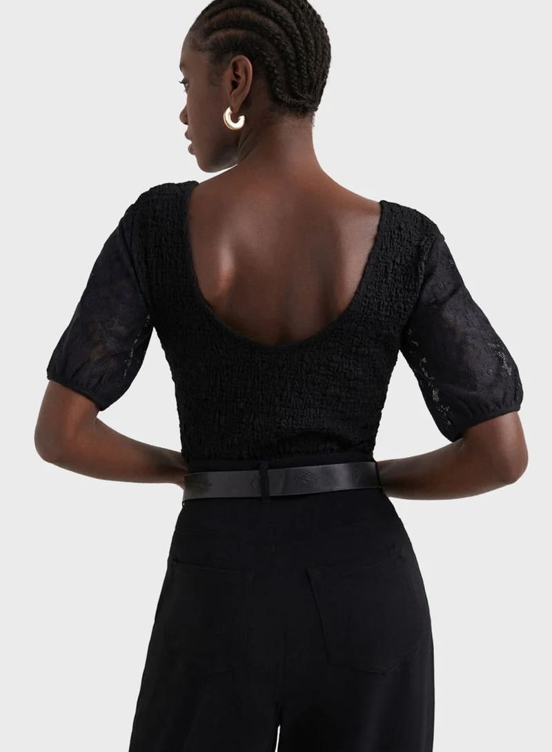 DESIGUAL Puff Sleeve Knitted Body