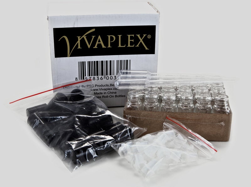 Vivaplex 24, Clear, Mini (Approx. 4 ml, 1/8 fl. oz) Glass Roll on Bottles, with 3-3 ml Droppers - Image 4