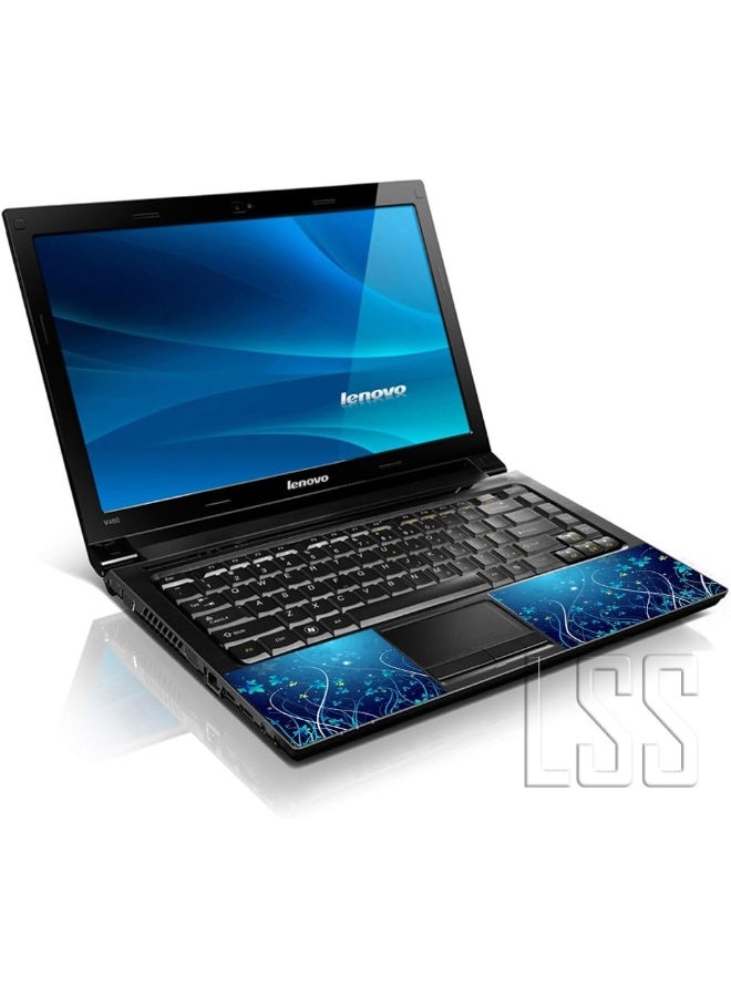 LSS Laptop 15 15.6 Skin Cover with Colorful Blue Floral Pattern for HP Dell Lenovo Apple Asus Acer Compaq - Fits 13.3" 14" 15.6" 16" (2 Wrist Pads Free) - Image 2