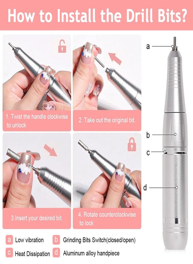 ماي كرييت طقم جهاز برد الأظافر الكهربائي MAYCREATE®، برد أظافر احترافي ثنائي الاتجاه بسرعة 45000 دورة في الدقيقة، مزود بشاشة LCD، و5 رؤوس برد وورق صنفرة، جهاز برد أظافر لاسلكي - Image 3