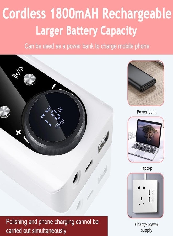 ماي كرييت طقم جهاز برد الأظافر الكهربائي MAYCREATE®، برد أظافر احترافي ثنائي الاتجاه بسرعة 45000 دورة في الدقيقة، مزود بشاشة LCD، و5 رؤوس برد وورق صنفرة، جهاز برد أظافر لاسلكي - Image 5