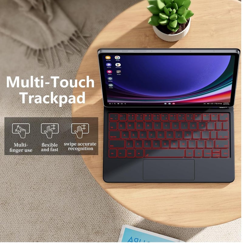 RTSY Magic Style Keyboard for Samsung Galaxy Tab S10 Plus, S10+, S9 Plus, S9+, S9 FE Plus, S8 Plus, S7 Plus (12.4 Inch) with 7-Colors Backlit & Multi Touch Trackpad, Floating Cantilever Design. LED - Image 4