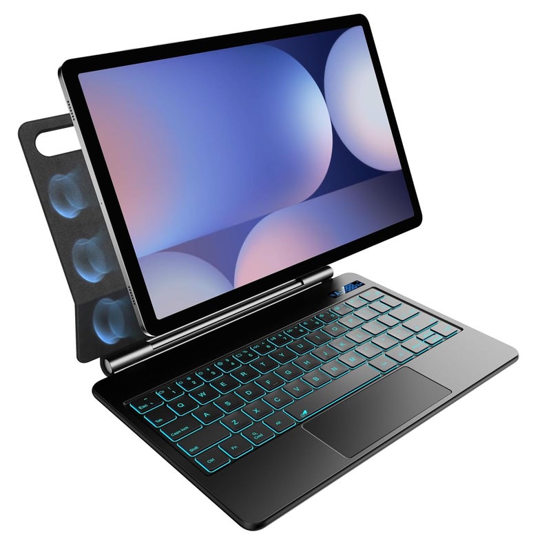 RTSY Magic Style Keyboard for Samsung Galaxy Tab S10 Plus, S10+, S9 Plus, S9+, S9 FE Plus, S8 Plus, S7 Plus (12.4 Inch) with 7-Colors Backlit & Multi Touch Trackpad, Floating Cantilever Design. LED - Image 1