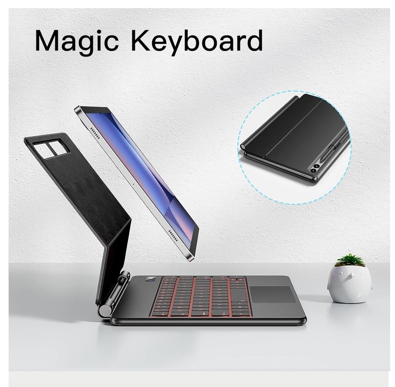 RTSY Magic Style Keyboard for Samsung Galaxy Tab S10 Plus, S10+, S9 Plus, S9+, S9 FE Plus, S8 Plus, S7 Plus (12.4 Inch) with 7-Colors Backlit & Multi Touch Trackpad, Floating Cantilever Design. LED - Image 3