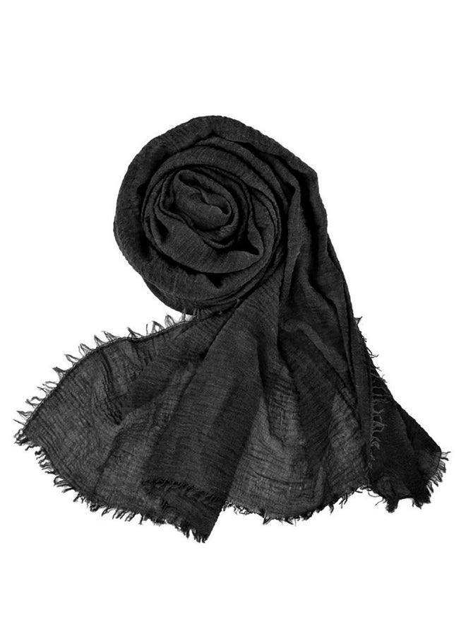 Women Summer Cotton Blend Crinkle Vintage Soft Long Scarf Linen Beach Shawl Wrap (Black) - pzsku/Z714AB822DFFBBBC70C1CZ/45/_/1735214334/629f9c79-15e6-4711-a412-70eb169ef19e