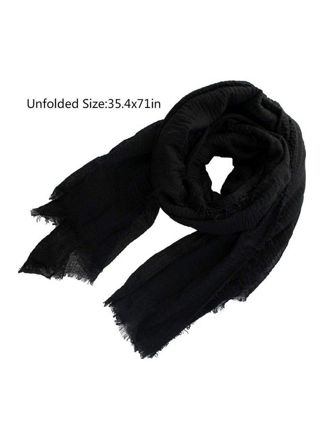 Women Summer Cotton Blend Crinkle Vintage Soft Long Scarf Linen Beach Shawl Wrap (Black) - pzsku/Z714AB822DFFBBBC70C1CZ/45/_/1735214346/a27b47c4-4e9c-4744-9d01-987eed0e18d8