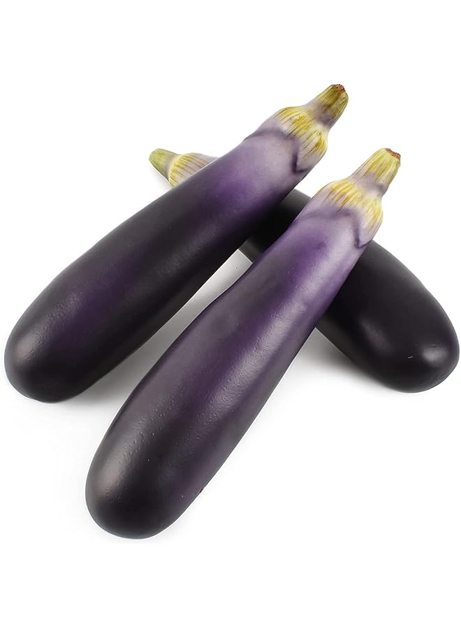 erorex Artificial Eggplants Simulation Eggplants Fake Vegetable Home Kitchen Decoration Photo Props Desk Ornament 3 Pcs - Image 1