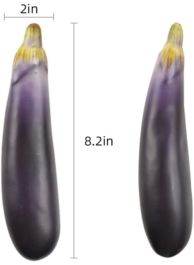 erorex Artificial Eggplants Simulation Eggplants Fake Vegetable Home Kitchen Decoration Photo Props Desk Ornament 3 Pcs - Image 2