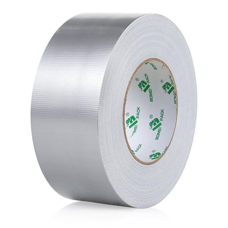 BOMEI PACK 1 Rolls Silver Duct Tape Reinforced Heavy Duty Grey Gaffer Tape 50mm x 50m Ducts Fixing Craft DIY Book repair Carpet seaming Box Sealing Carton Packing - Image 1