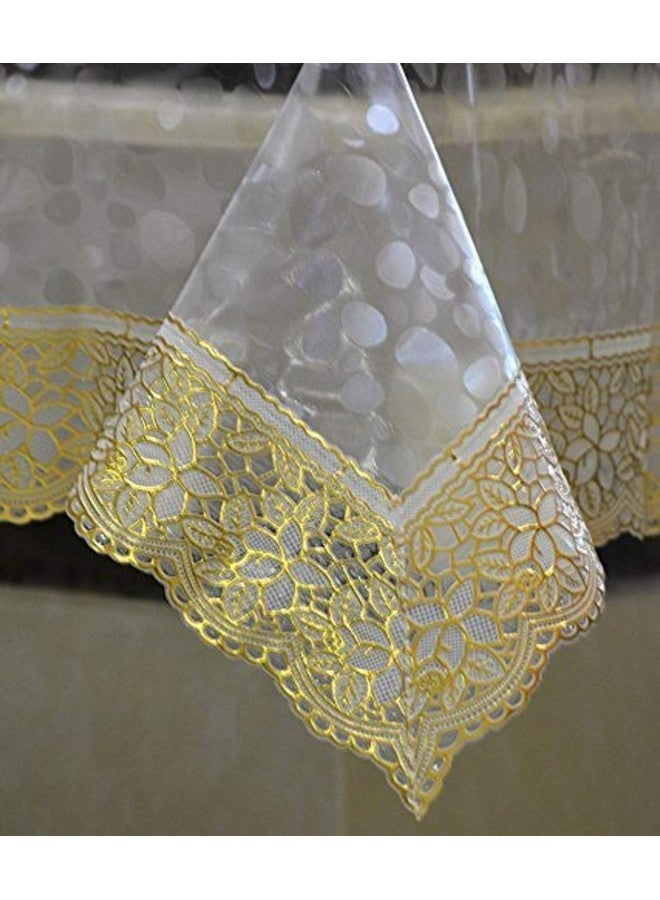 Kuber Industries Dining Table Cover | PVC Golden Lace Stone Print Table Cover | Dining Table Cover for Home D cor | Tablecloth for Dining Area | 60X90 | DTC | Transparent - Image 2