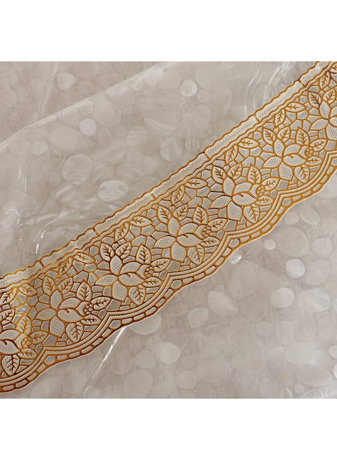 Kuber Industries Dining Table Cover | PVC Golden Lace Stone Print Table Cover | Dining Table Cover for Home D cor | Tablecloth for Dining Area | 60X90 | DTC | Transparent - Image 3