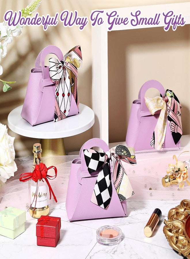 Abbylike 18 Pcs PU Leather Wedding Candy Bags with Ribbon Candy Bag with Handle Party Favor Bags Purse Party Favor Bags for Wedding Baby Showers Birthday(Purple) - Image 5