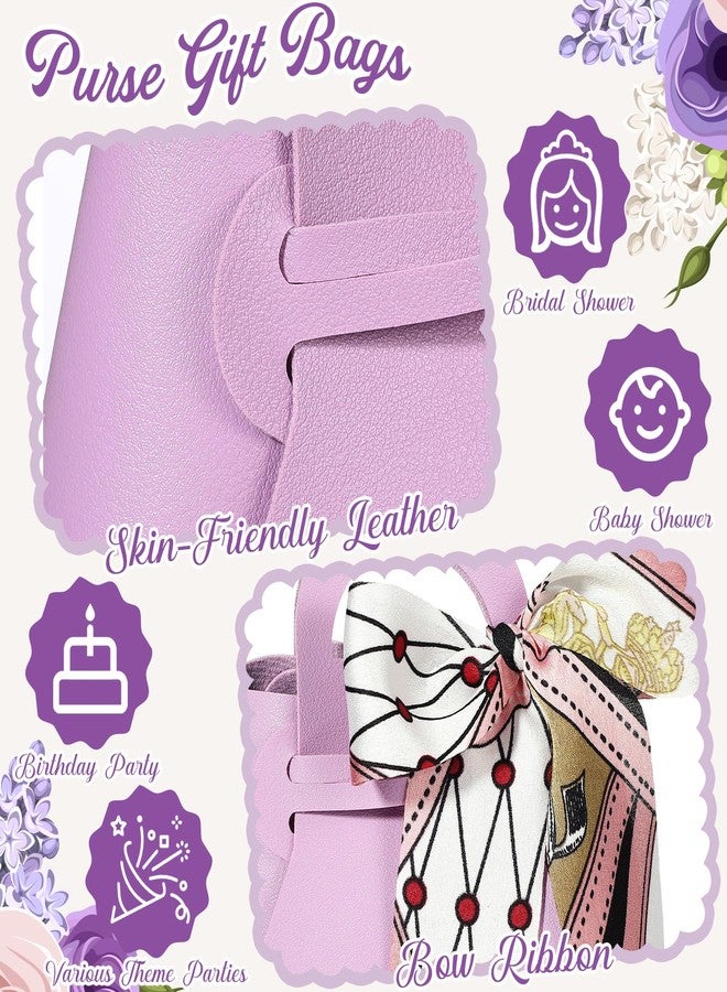 Abbylike 18 Pcs PU Leather Wedding Candy Bags with Ribbon Candy Bag with Handle Party Favor Bags Purse Party Favor Bags for Wedding Baby Showers Birthday(Purple) - Image 4
