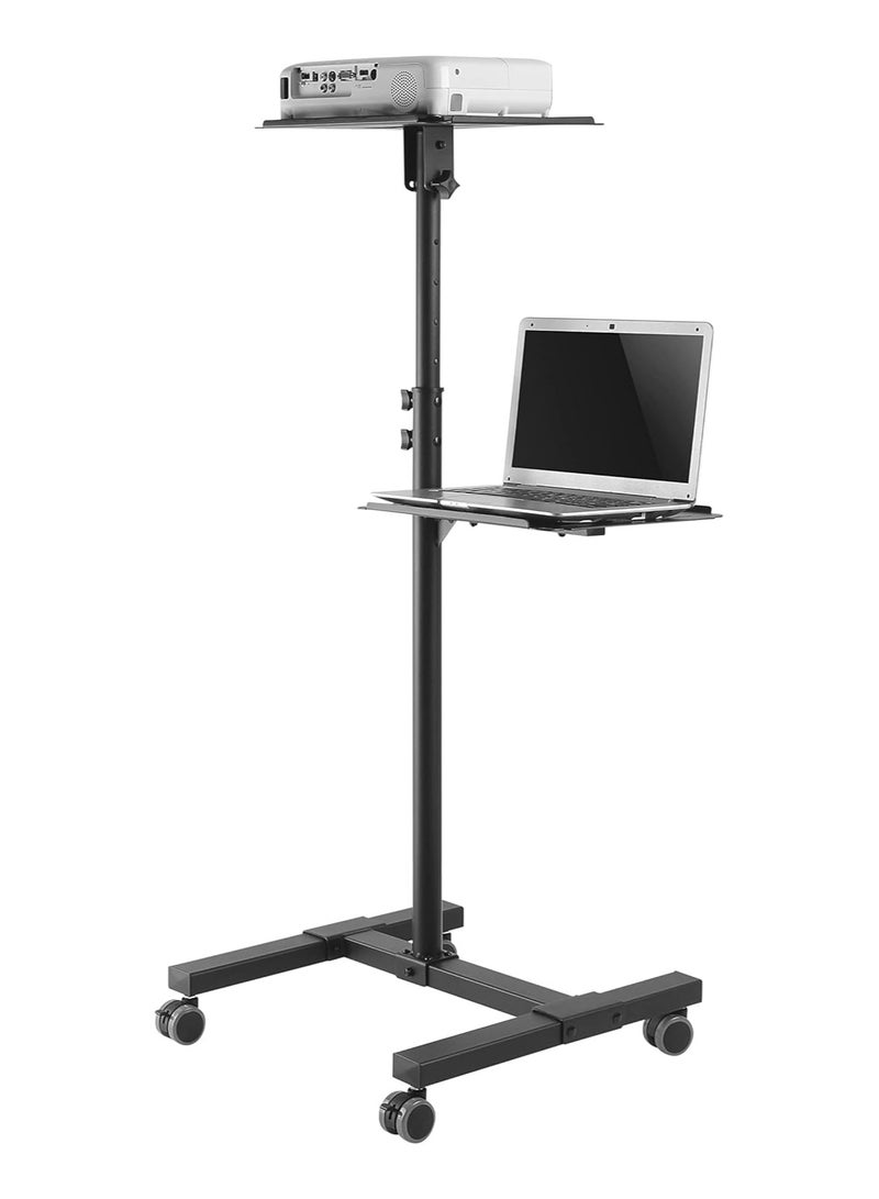 REBENUO Projector & Laptop Height Adjustable Trolley Mobile Projection Stand Black - Image 1