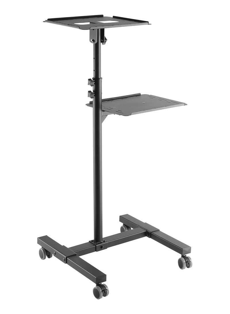 REBENUO Projector & Laptop Height Adjustable Trolley Mobile Projection Stand Black - Image 5