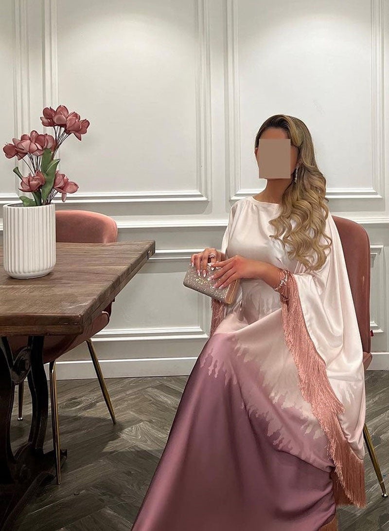 جيوان الملابسالساتان تدرج اللون الإسلامي المسلمالإناث Abaya فستان رمضان عيد الفطر الصيف الخفافيش الأكمام فستان طويل كفتان رداء رمضان - Image 4