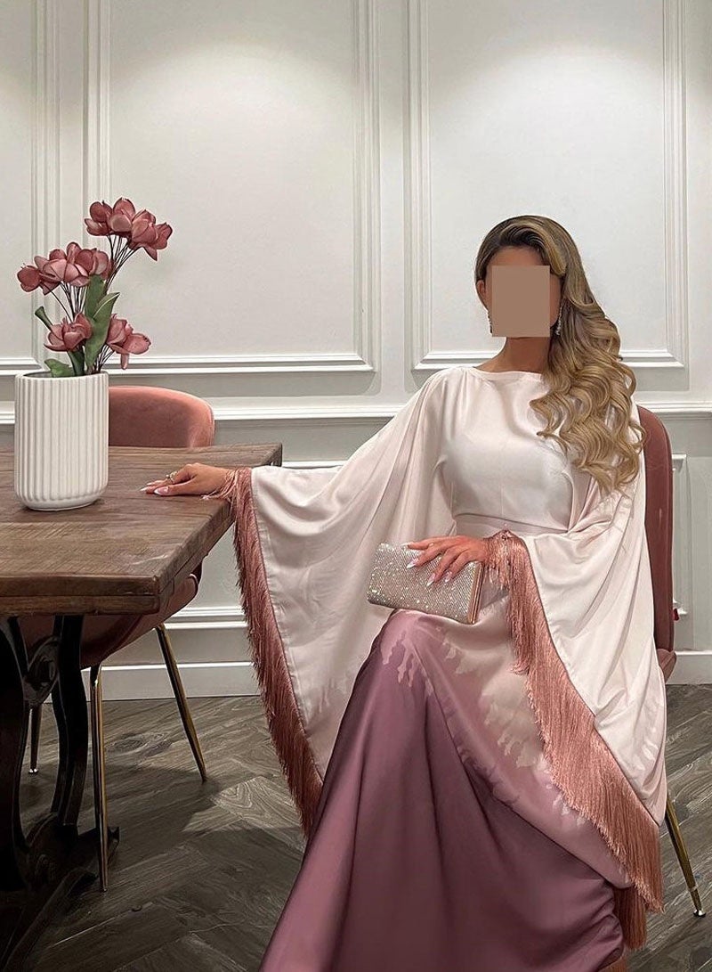 جيوان الملابسالساتان تدرج اللون الإسلامي المسلمالإناث Abaya فستان رمضان عيد الفطر الصيف الخفافيش الأكمام فستان طويل كفتان رداء رمضان - Image 3