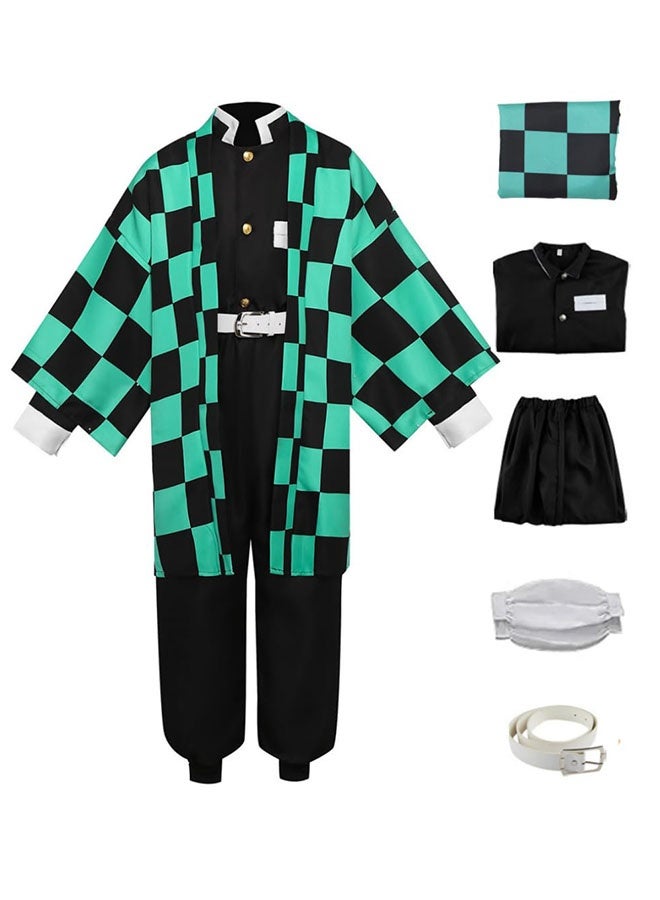 Halamodo قاتل الشياطين تانجيرو كامادو مجموعة أزياء كوزبلاي، ملابس لعب أدوار الأنمي، بما في ذلك الهاوري الخارجي، توب، سروال، لفافات القدمين، والحزام، مناسبة لاحتفالات عيد الميلاد، عروض المسرح، حفلات المواضيع، عروض المواهب، وأوقات مختلفة للبالغين - Image 1