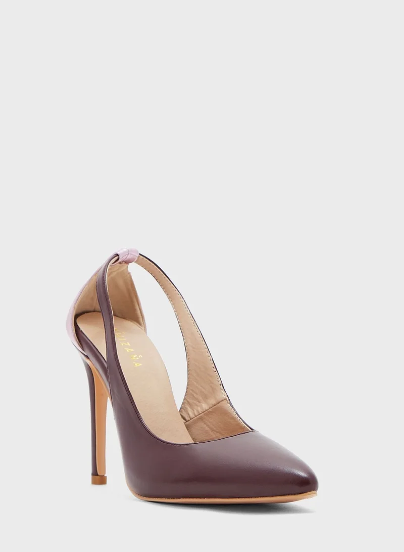 Khizana Metallic Back Cut-out Pointed Pump