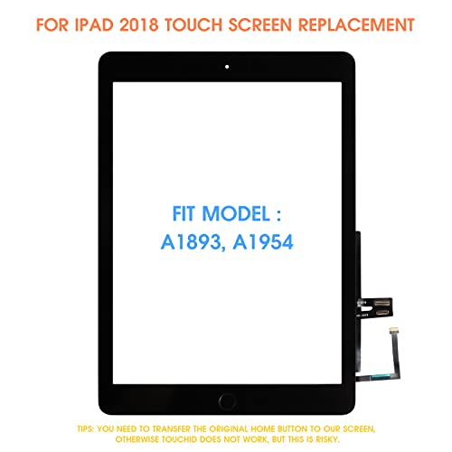 ARSSLY Digitizer for iPad 6 6th Gen 2018 9.7 A1954 A1893 Touchscreen for ipad6 6 th Touch Screen Replacement with Repair Tool &Tempered Glass Film (Black, with Home Button) - Image 2