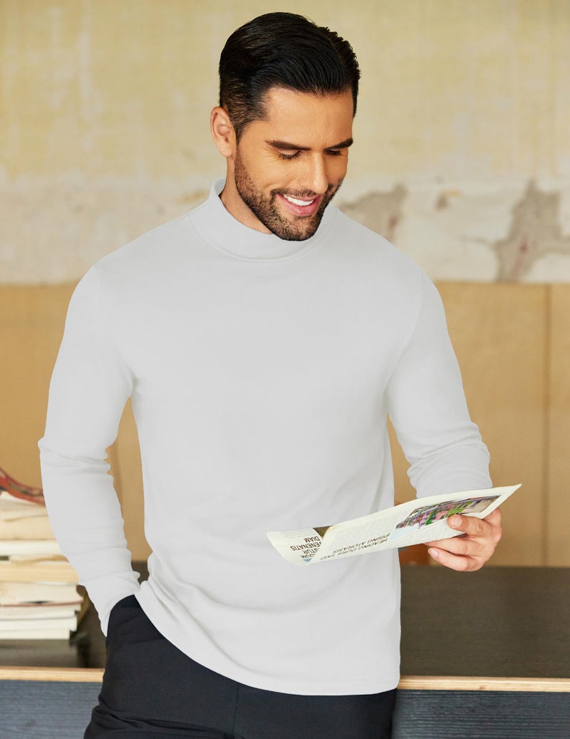COOFANDY Mens Mock Neck Shirts 2 Pack Fleece Long Sleeve Basic Turtle Neck Shirt - Image 4