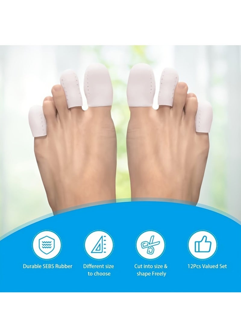12pcs Silicone Toe Sleeves – 4pcs Each Size (S/M/L), Gel Toe Protectors for Bunion, Corns, Blisters & Toe Pain Relief - Image 3