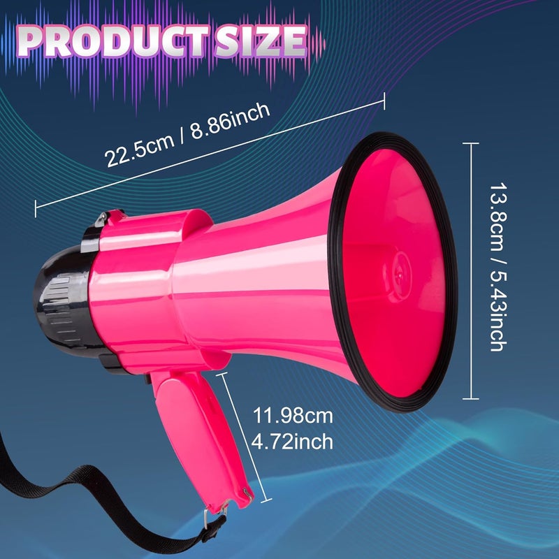 Loudmore 30 Watt Power Portable Megaphone Bullhorn Speaker Voice, Siren/Alarm and 240S Recording with Volume Control and Strap (DeepPink) - Image 2