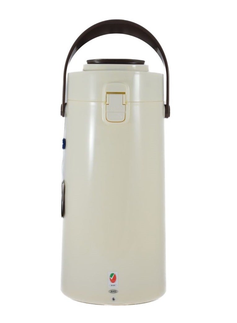 Homemaker 3L Tea & Coffee Vacuum Flask with Pump – Insulated Double Wall Glass – Beige – Thermal Beverage Dispenser for Hot & Cold Drinks - Image 2