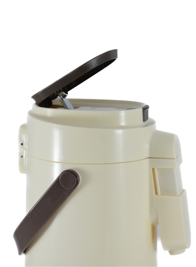 Homemaker 3L Tea & Coffee Vacuum Flask with Pump – Insulated Double Wall Glass – Beige – Thermal Beverage Dispenser for Hot & Cold Drinks - Image 3