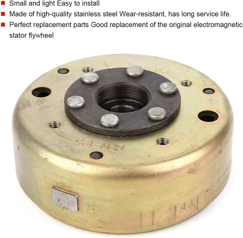 6 Poles Magneto Flywheel Stator, Stainless Steel Flywheel Stator for GY6 125cc 150cc Engine, Replacement Magneto Rotor with Roller for ATV Bike Quad Buggy - Image 2
