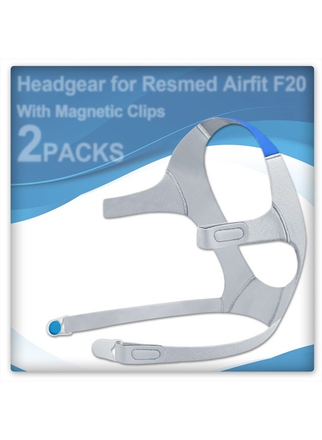 Medihealer حزمتين من حزام الرأس البديل لجهاز CPAP لطراز Airfit F20 مع مشابك، حزمتين من حزام الرأس البديل متوافقتين مع AirFit F20 (قياسي)، حزام رأس مرن، إمدادات ذات قيمة رائعة من Medihealer. - Image 1