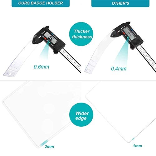 Will Well ID Badge Holders with Holes for Lanyards and Keyrings - Horizontal Clear Plastic 3.7" x 2.5" Inner Size Sleeves Fit Up to 3 Cards, 0.8mm Thick Waterproof Resealable Zip Type - 6-Pack - Image 3