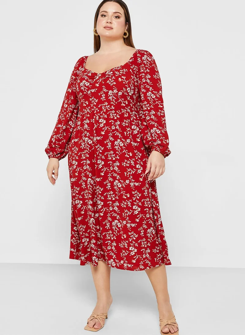 Ella Plus Sweetheart Neck Puff Sleeve Dress
