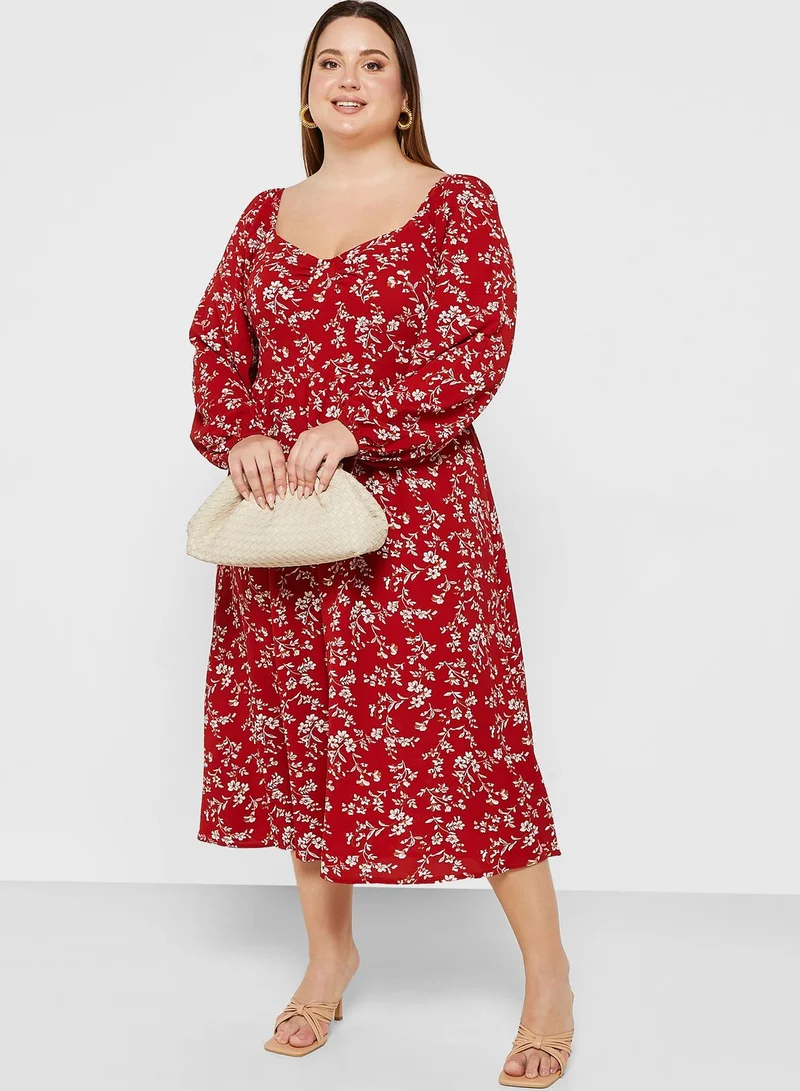 Ella Plus Sweetheart Neck Puff Sleeve Dress