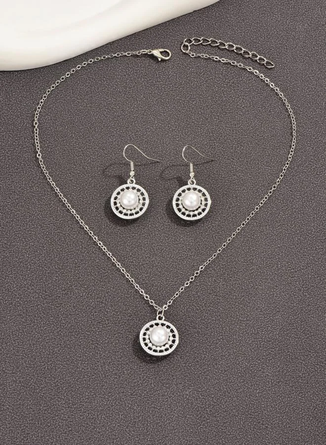 Take Two Take Two Faux Pearl Drop Necklace and Earrings Jewelry Set