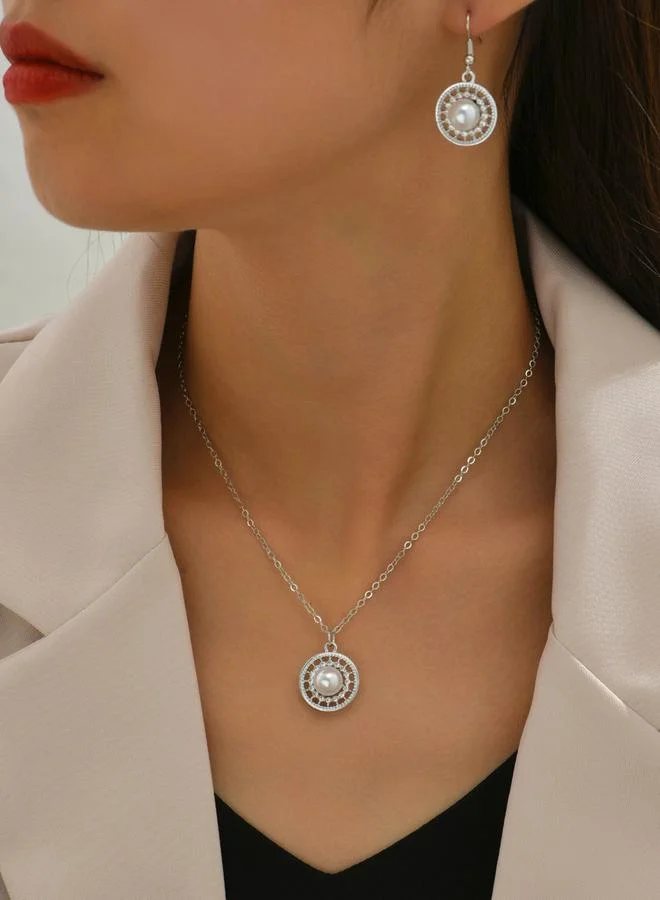 Take Two  Take Two Faux Pearl Drop Necklace and Earrings Jewelry Set for Women | Best Price UAE