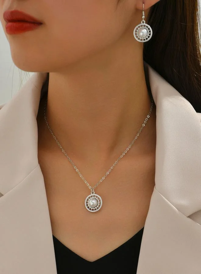 Take Two  Take Two Faux Pearl Drop Necklace and Earrings Jewelry Set for Women | Best Price UAE