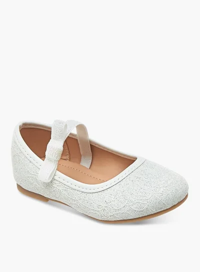 Flora Bella By Shoexpress Girls Textured Ballerina Shoes with Elasticated Strap